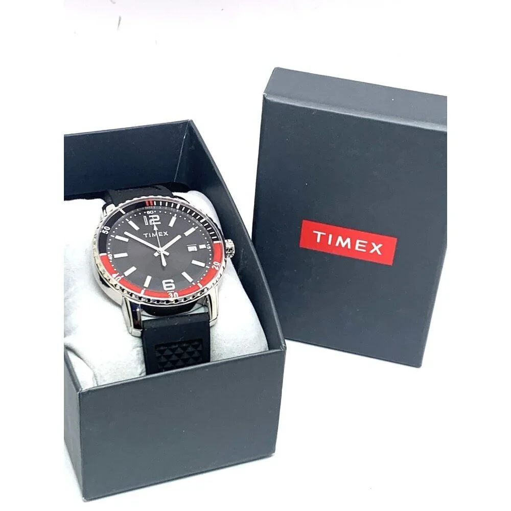 Timex Men's Watch TW2W60600 Quartz Black Dial Date Coke Bezel Rubber Strap 41mm